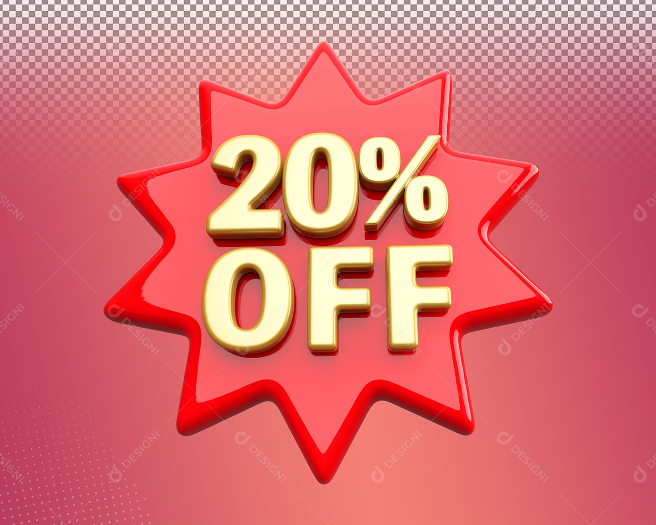 Desconto de 20% OFF Elemento 3D para Composição PSD