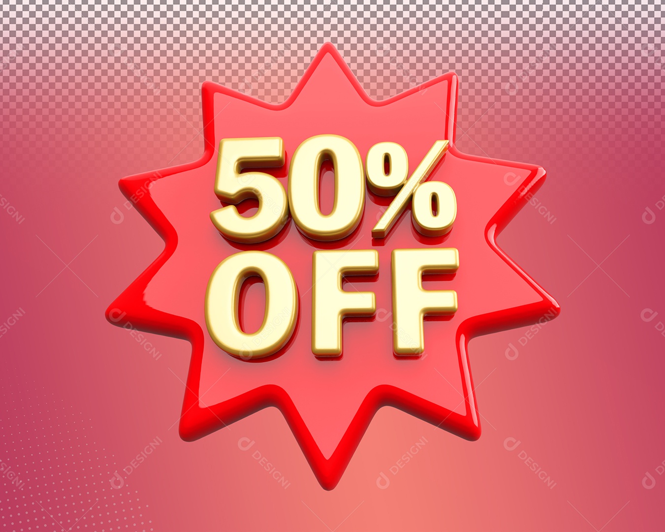 Desconto de 50% OFF Elemento 3D para Composição PSD