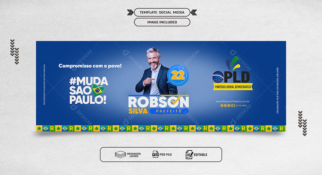 Banner Política Prefeito Robson Silva Muda São Paulo Social Media PSD Editável