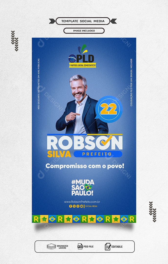 Story Política Prefeito Robson Silva Muda São Paulo Social Media PSD Editável