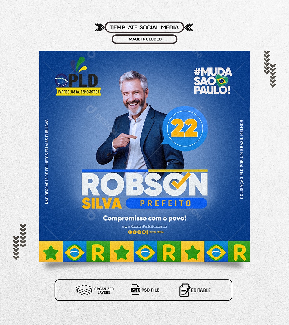 Política Prefeito Robson Silva Muda São Paulo Social Media PSD Editável