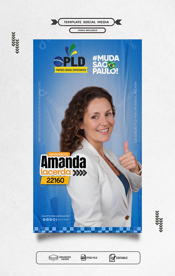 Story Política Vereadora Amanda Lacerda Social Media PSD Editável