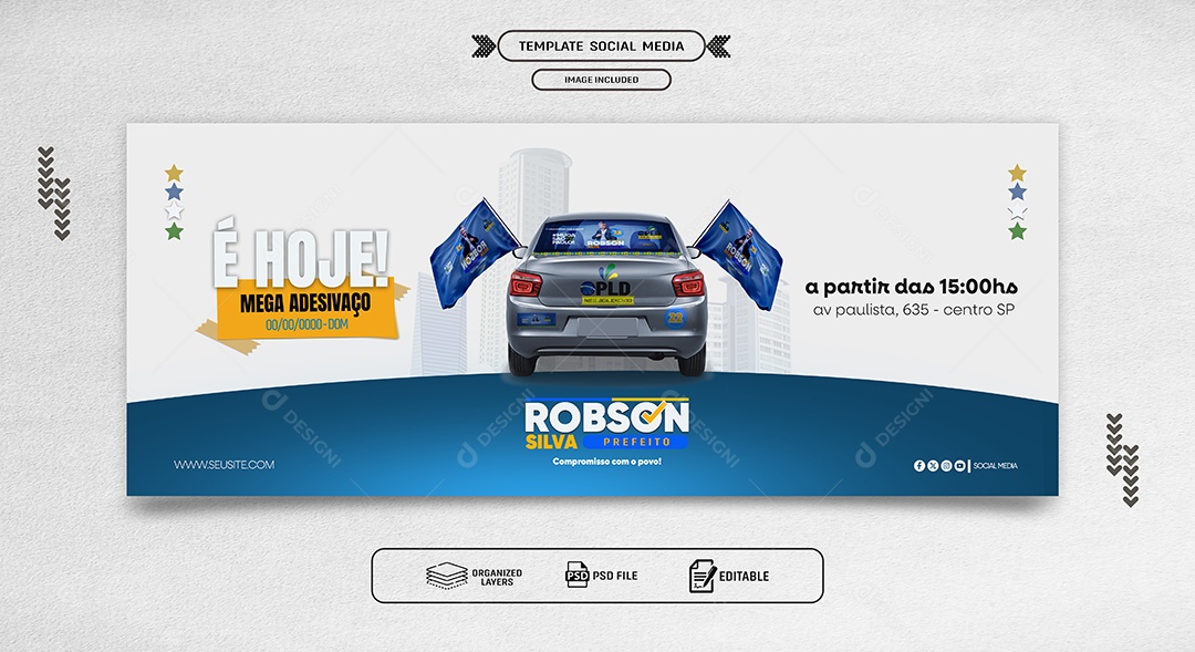 Banner Política É Hoje Mega Adesivaço Social Media PSD Editável