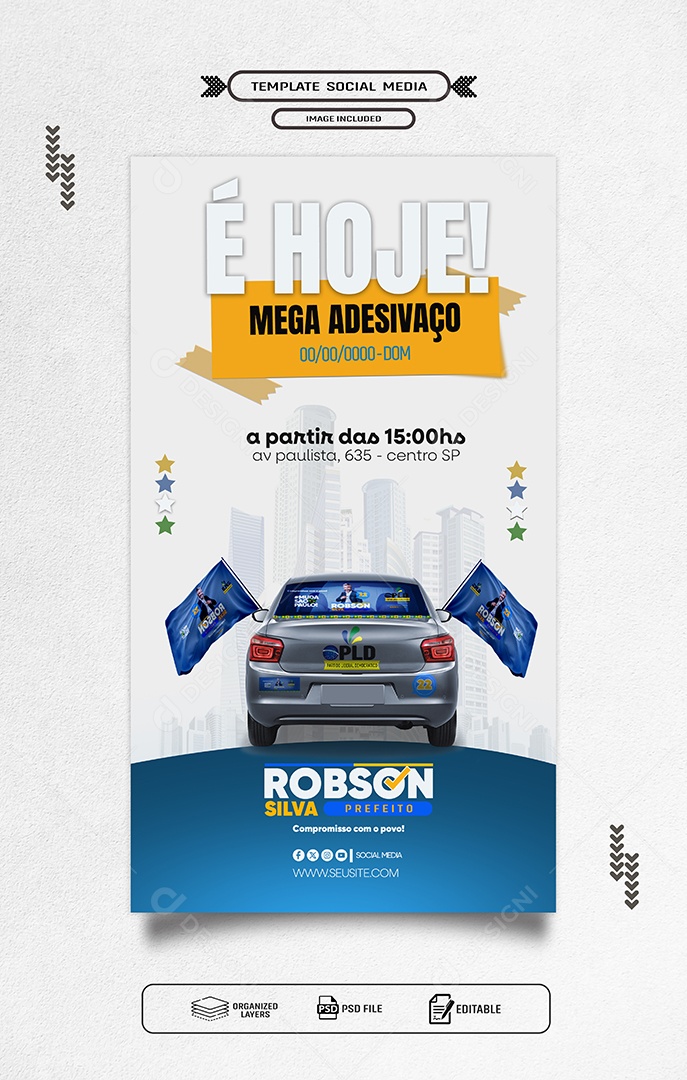 Story Política É Hoje Mega Adesivaço Social Media PSD Editável