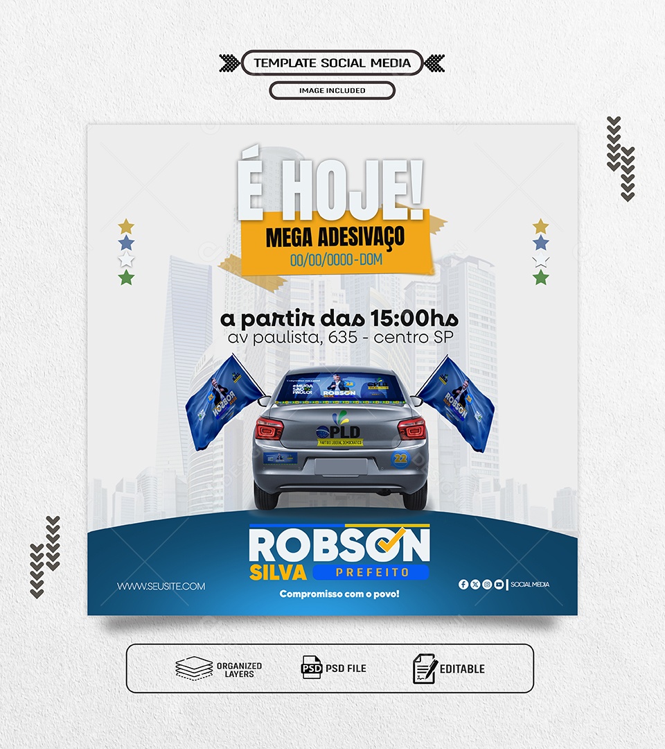 Política É Hoje Mega Adesivaço Social Media PSD Editável