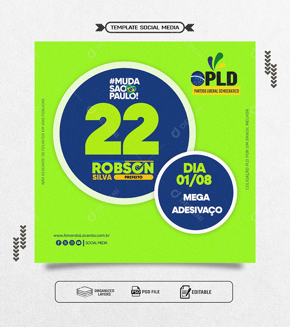 Política Prefeito Robson Silva Social Media PSD Editável