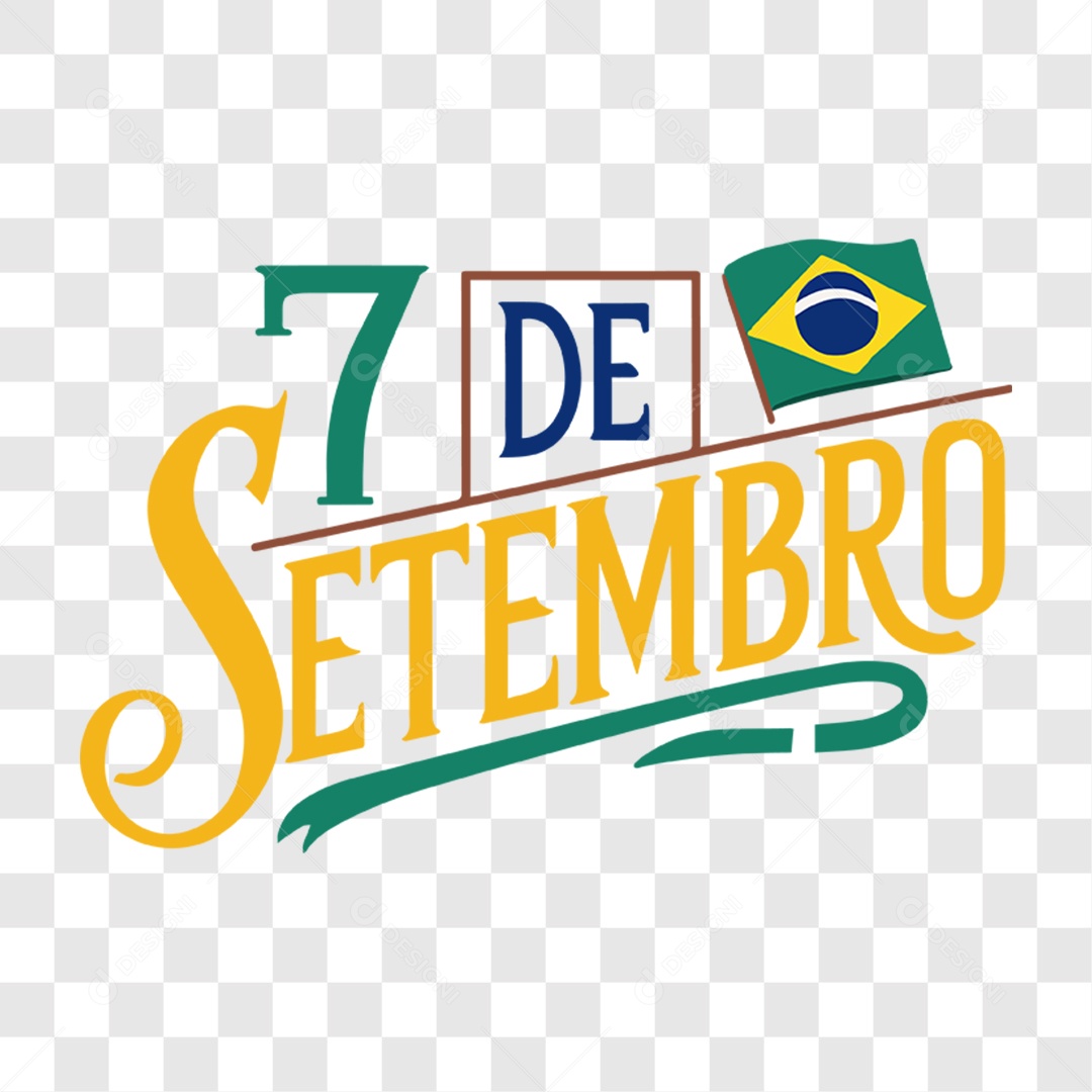 Lettering 7 de Setembro Dia da Independência do Brasil EPS + PNG