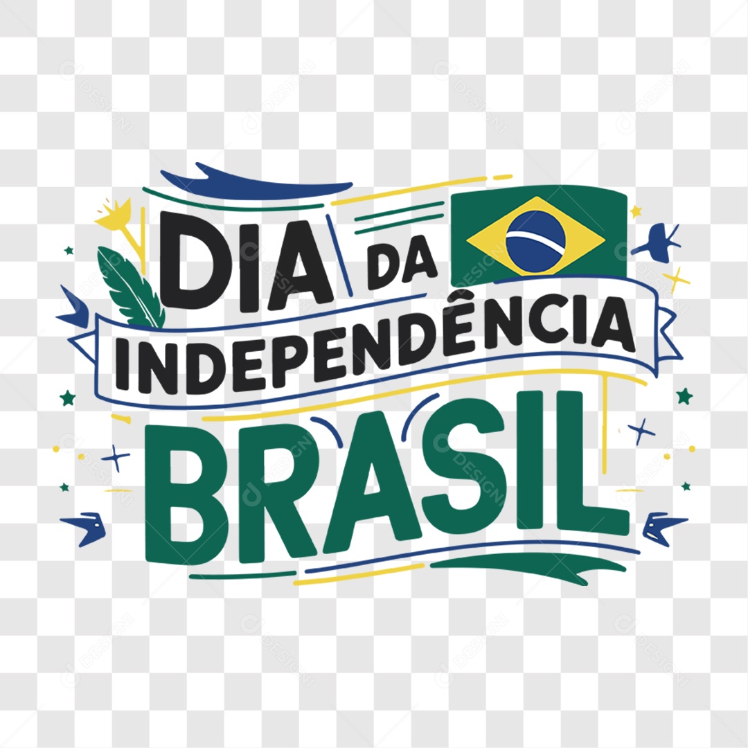 Lettering 7 de Setembro Dia da Independência do Brasil EPS + PNG
