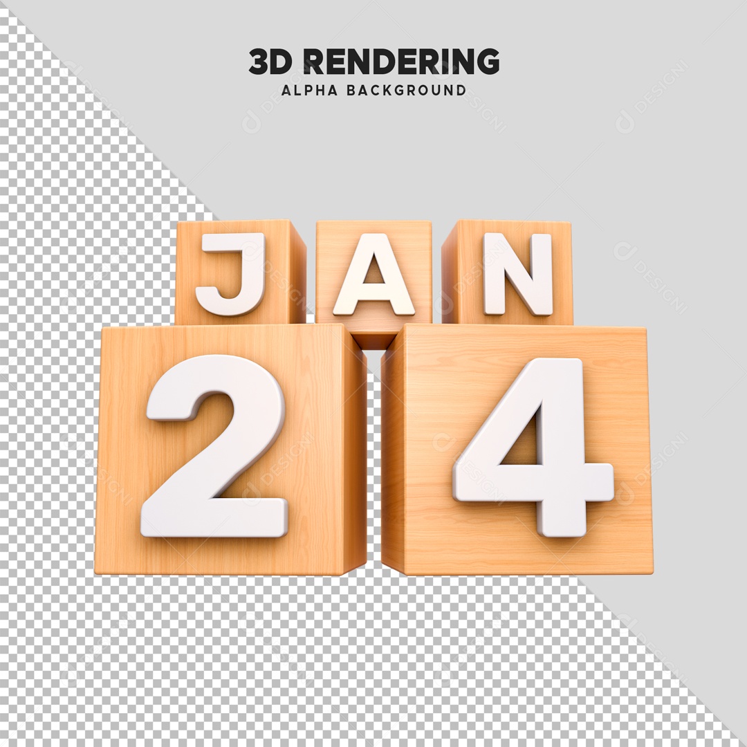 Calendário 24 Elemento 3D para Composição PSD