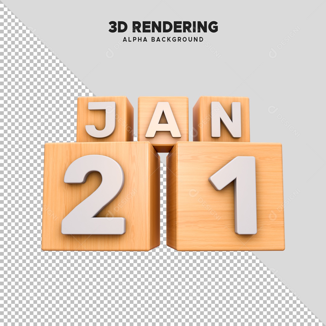 Calendário 21 Elemento 3D para Composição PSD