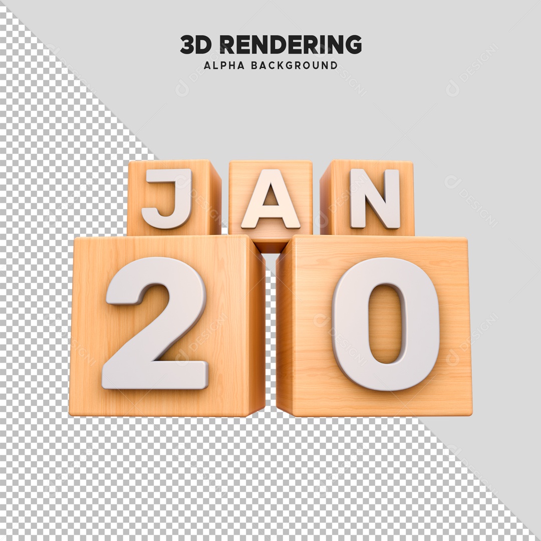 Calendário 20 Elemento 3D para Composição  PSD