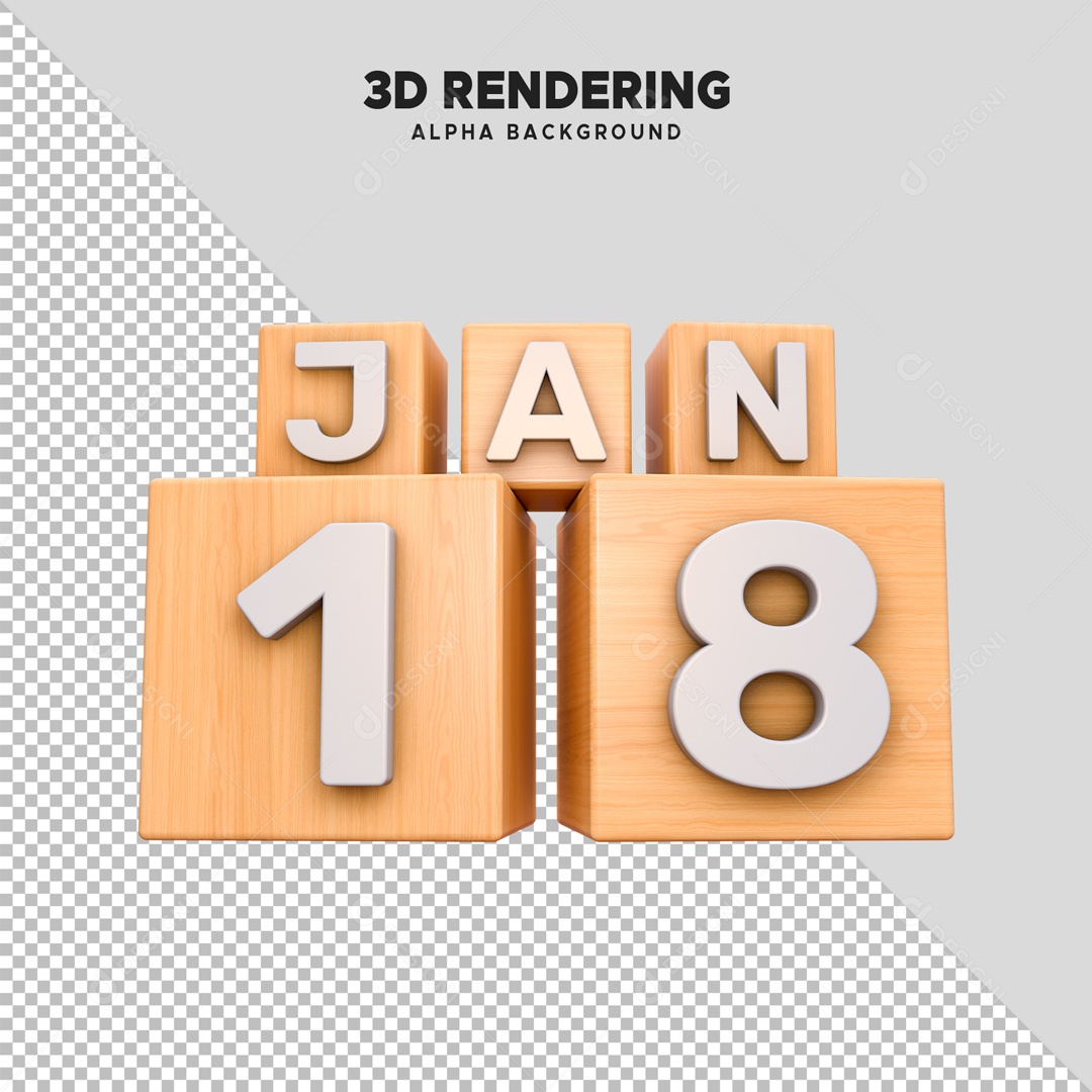 Calendário 18 Elemento 3D para Composição PSD