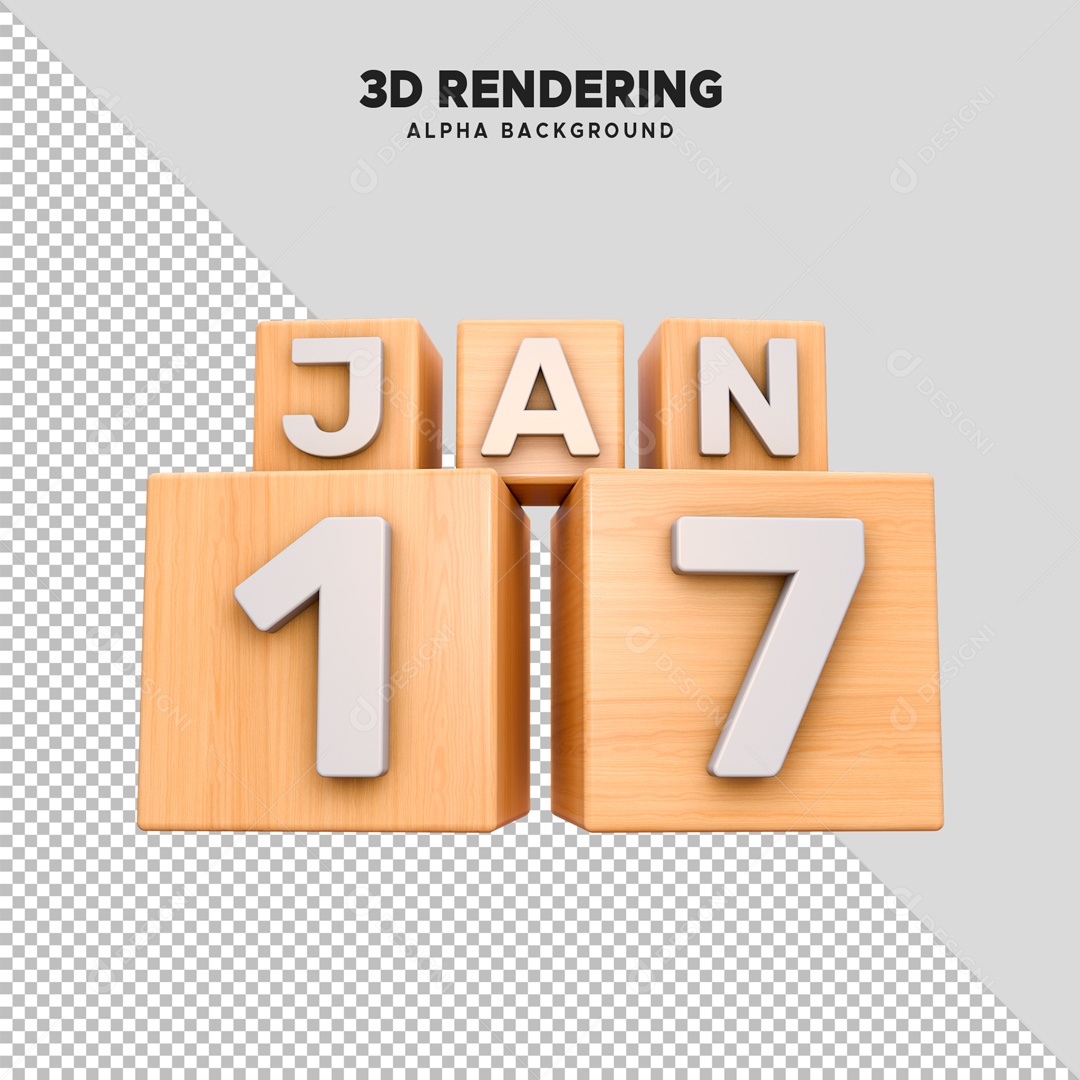 Calendário 17 Elemento 3D para Composição PSD