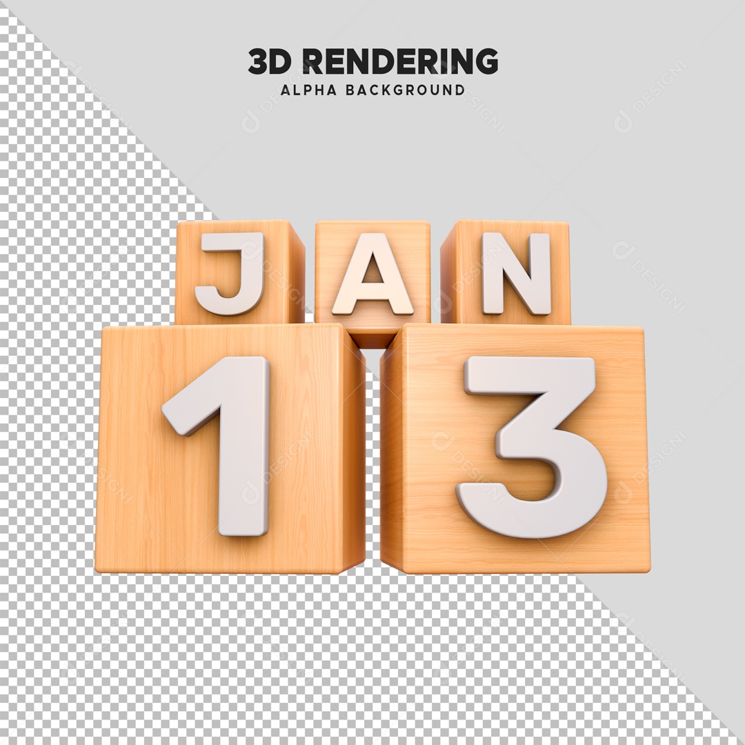Calendário 13 Elemento 3D para Composição PSD