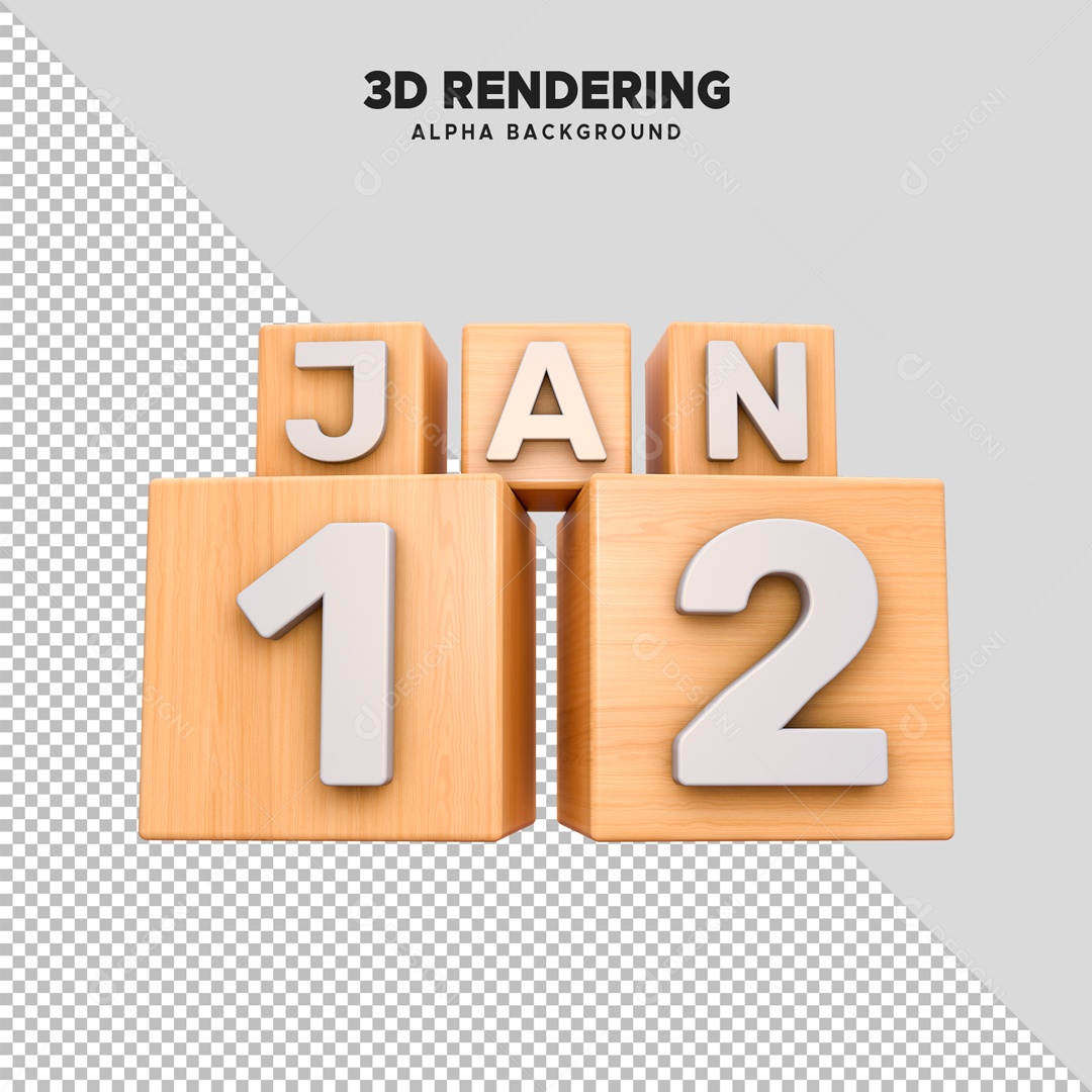 Calendário 12 Elemento 3D para Composição PSD