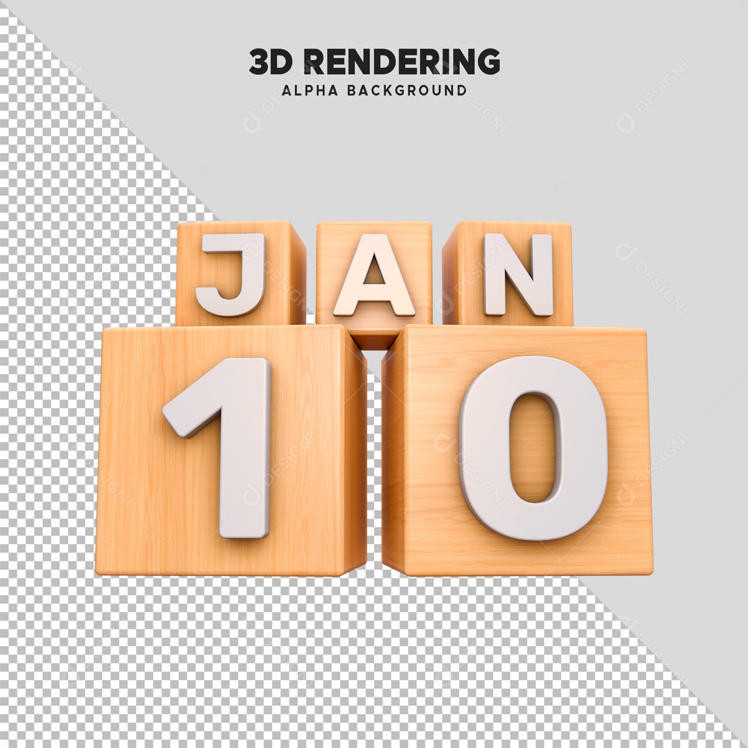 Calendário 10 Elemento 3D para Composição PSD