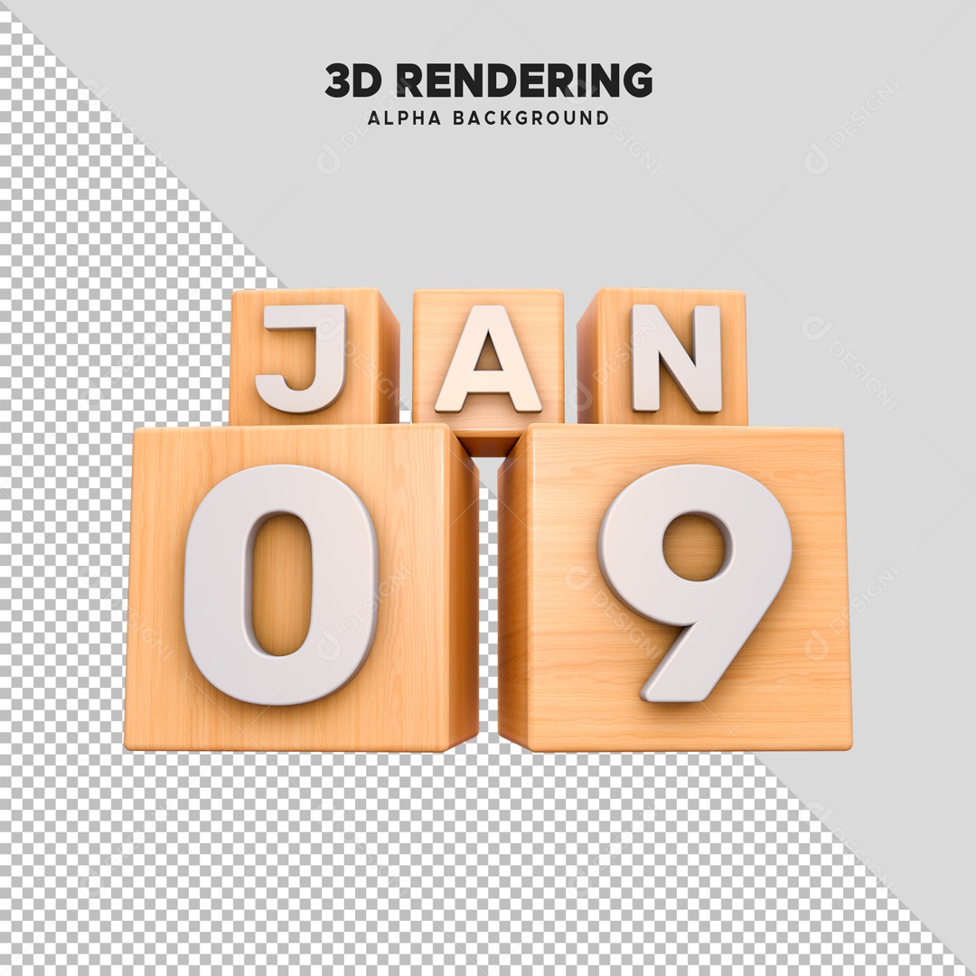 Calendário 09 Elemento 3D para Composição PSD
