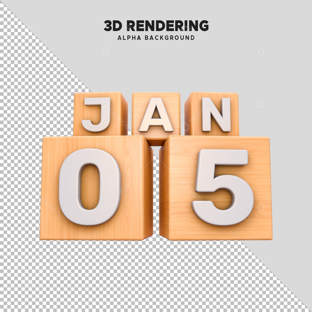 Calendário 05 Elemento 3D para Composição PSD