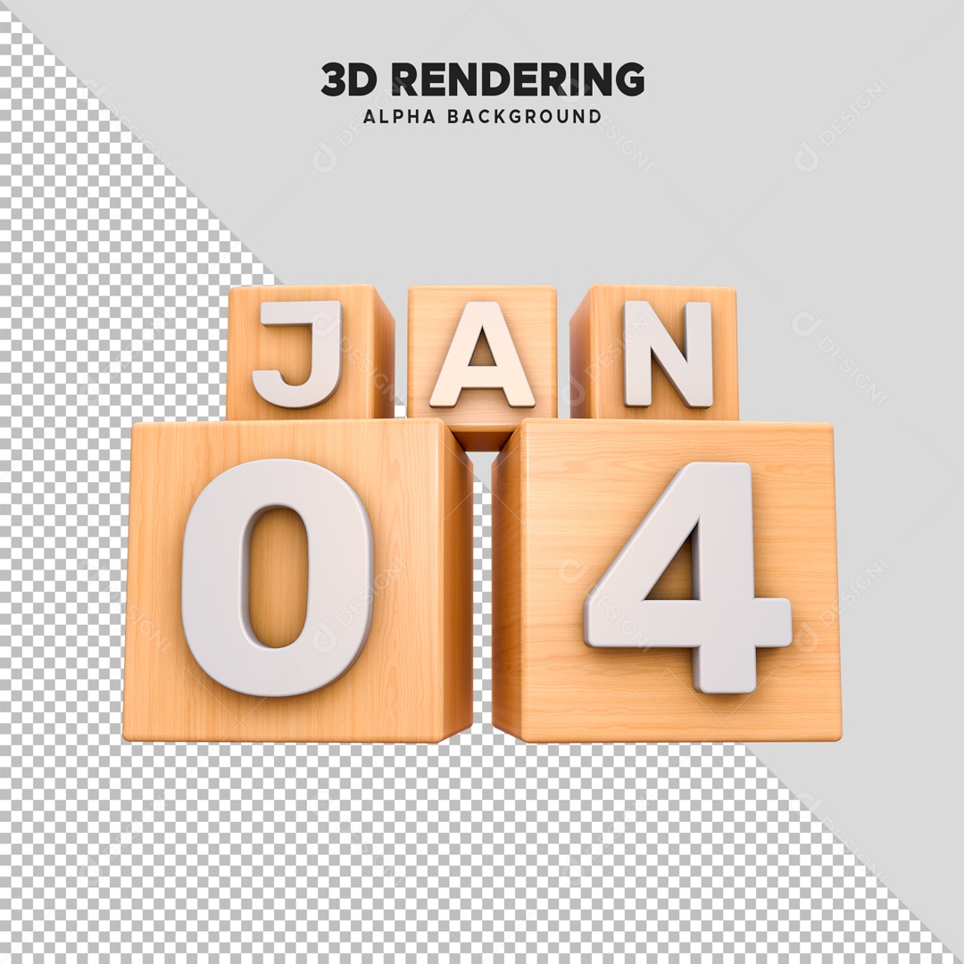 Calendário 04 Elemento 3D para Composição PSD