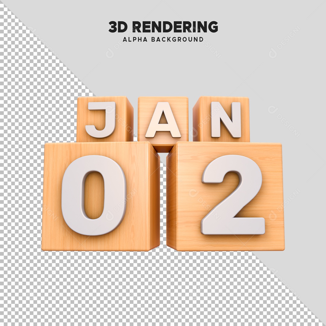 Calendário 02 Elemento 3D para Composição PSD