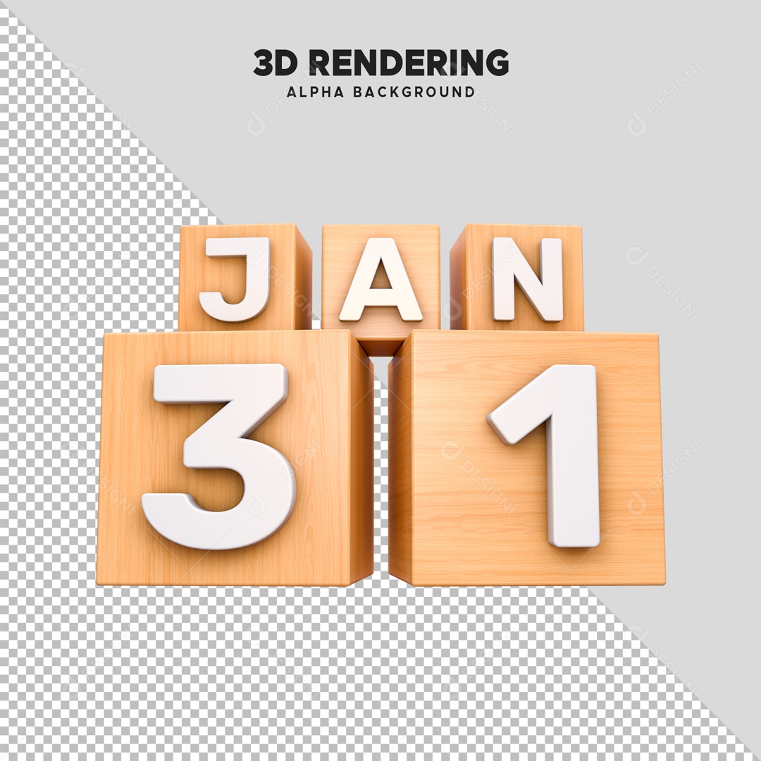 Calendário 31 Elemento 3D para Composição PSD