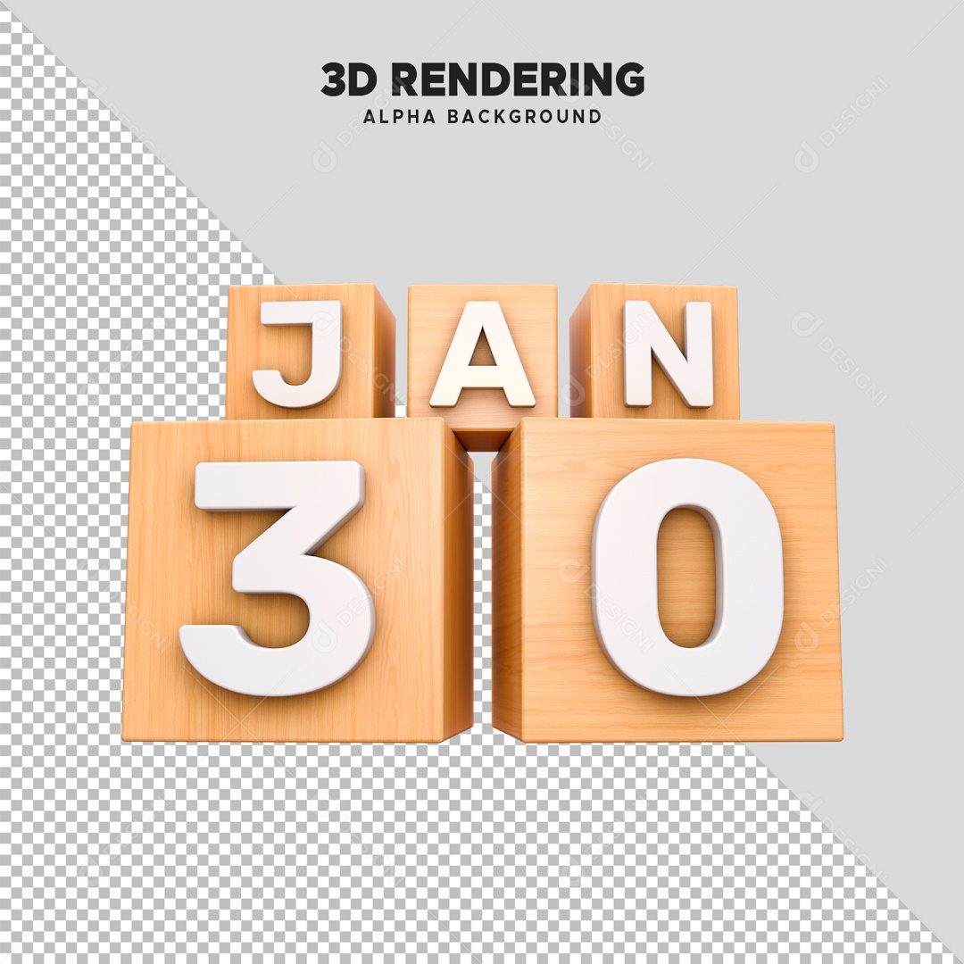 Calendário 30 Elemento 3D para Composição PSD