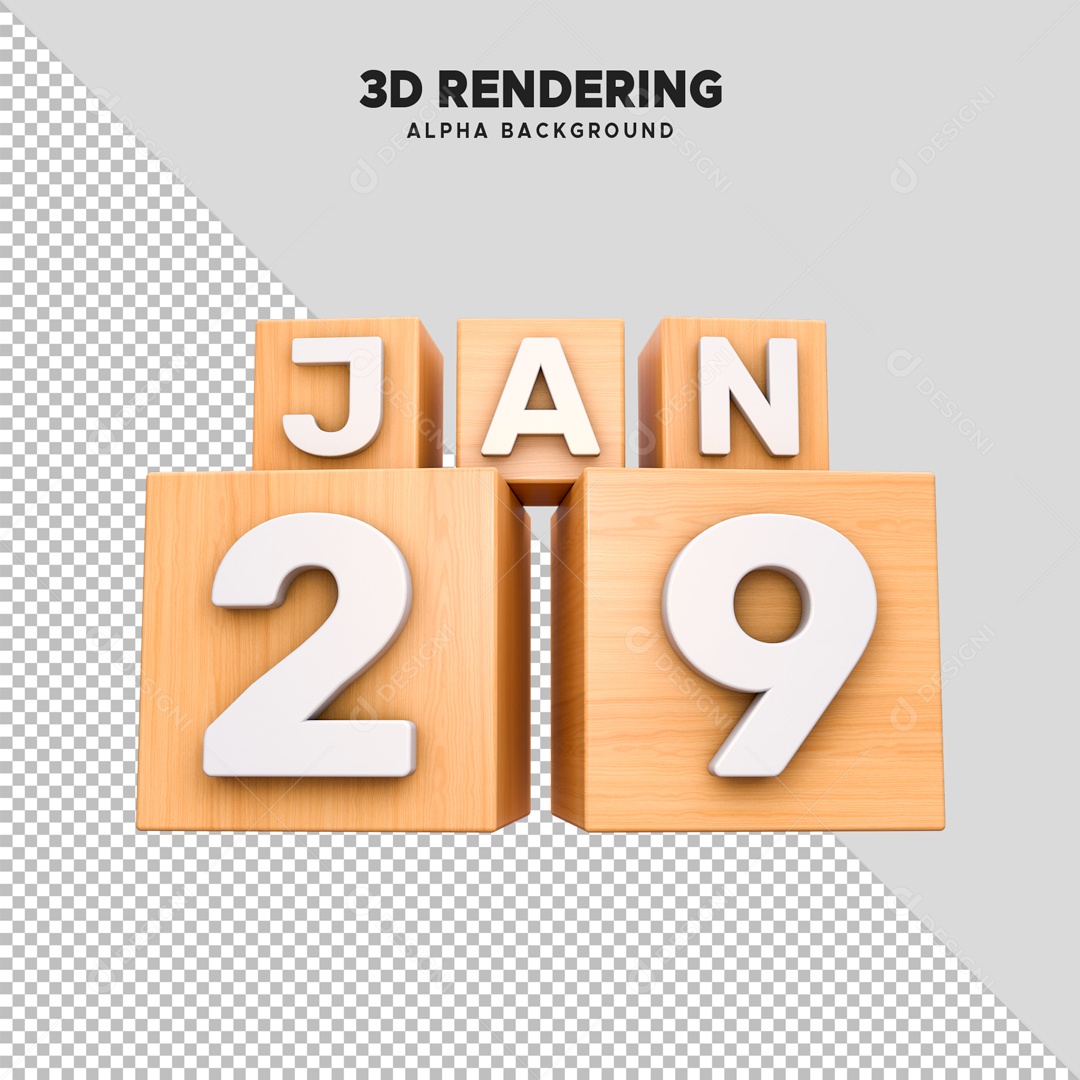 Calendário 29 Elemento 3D para Composição PSD