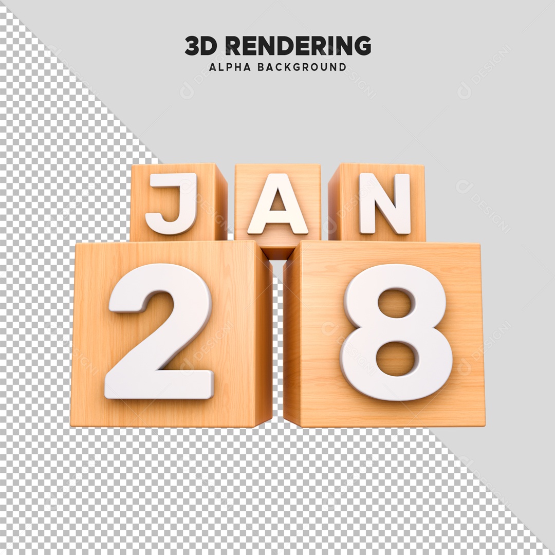 Calendário 28 Elemento 3D para Composição PSD