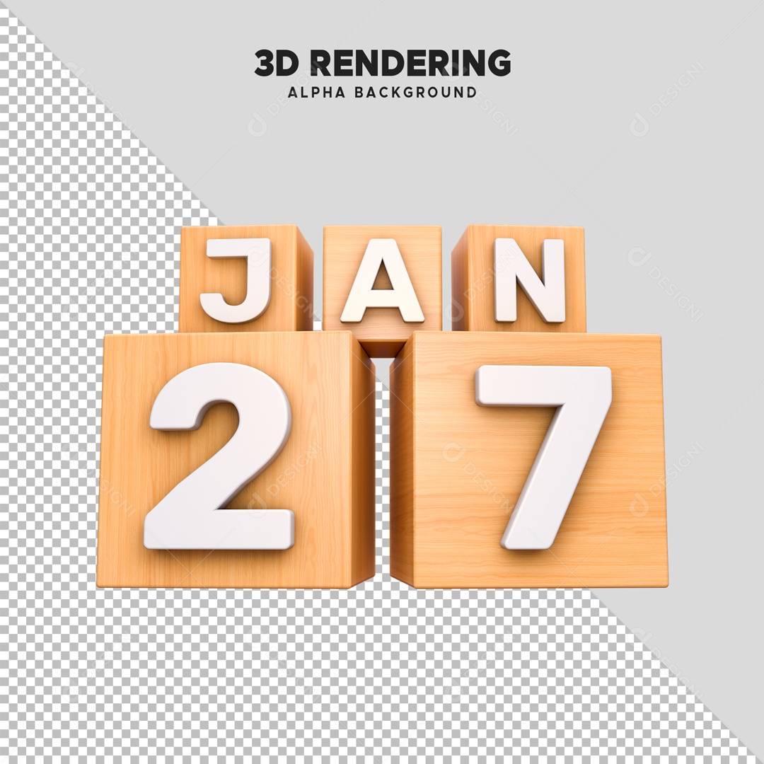 Calendário 27 Elemento 3D para Composição PSD