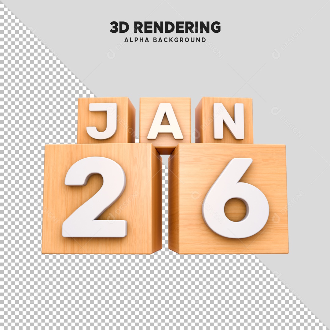 Calendário 26 Elemento 3D para Composição PSD