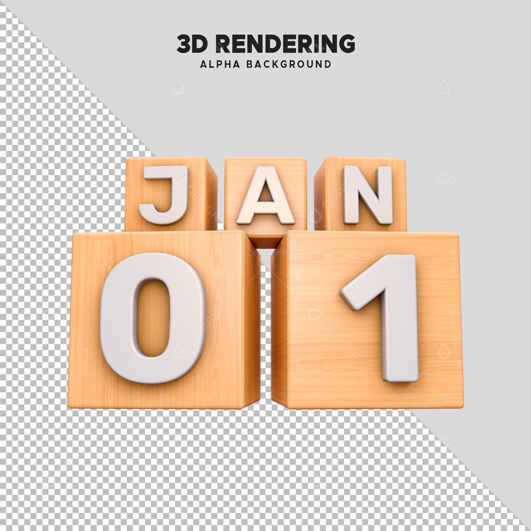 Calendário 01 Elemento 3D para Composição PSD