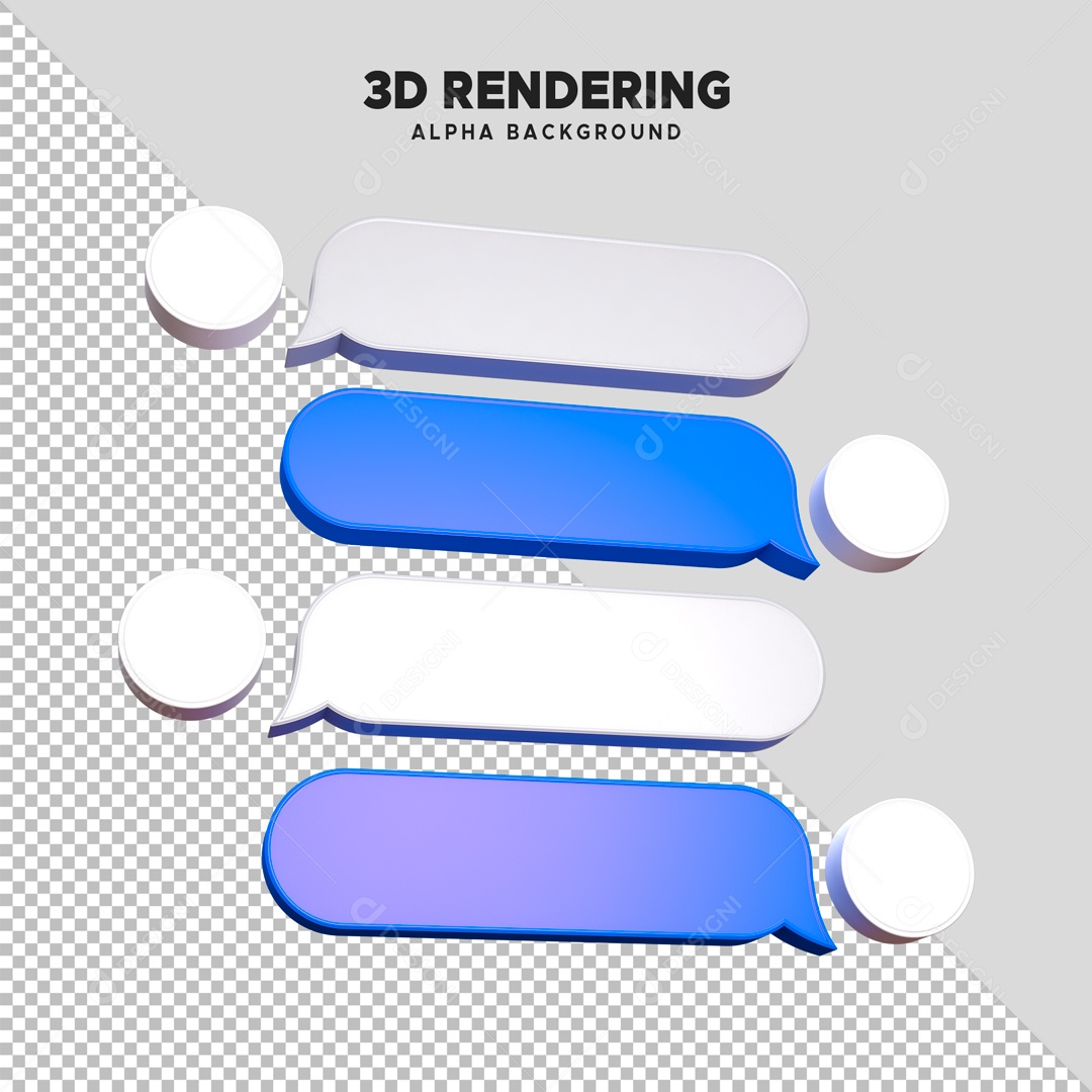 Caixas de Texto Elemento 3D Azul e Branco para Composição PSD