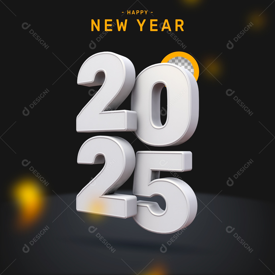Ano Novo 2025 Elemento 3D para Composição PSD