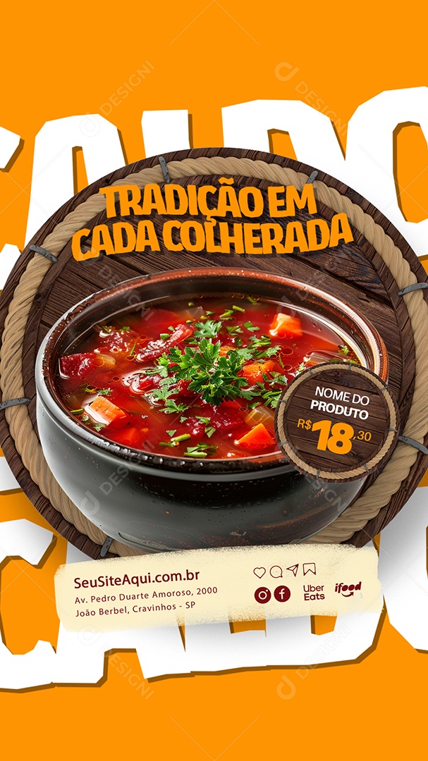 Story Tradição em Cada Colherada Social Media PSD Editável