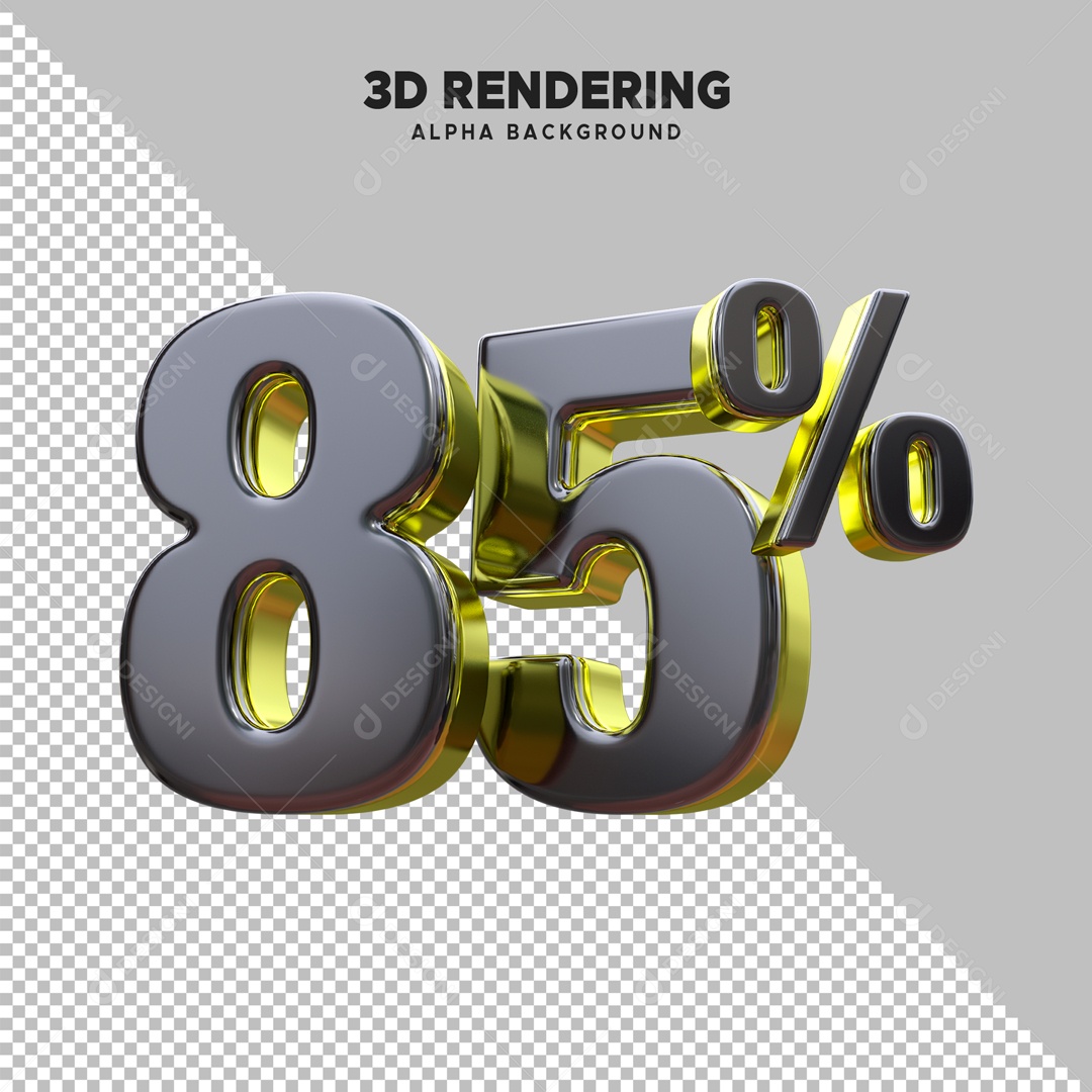 Desconto 85% Elemento 3D Preto e Dourado para Composição PSD