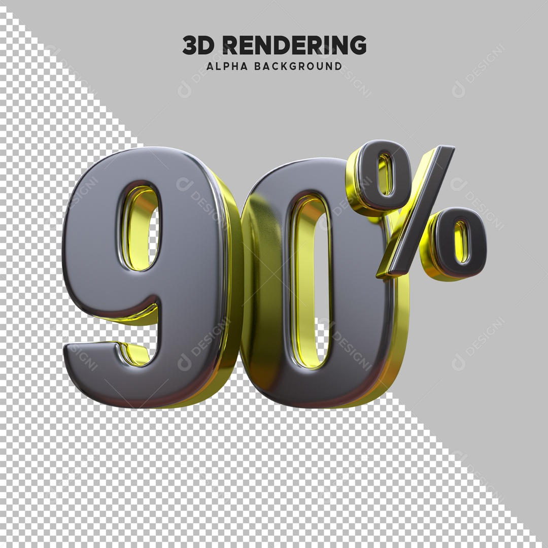 Desconto 90% Elemento 3D Preto e Dourado para Composição PSD