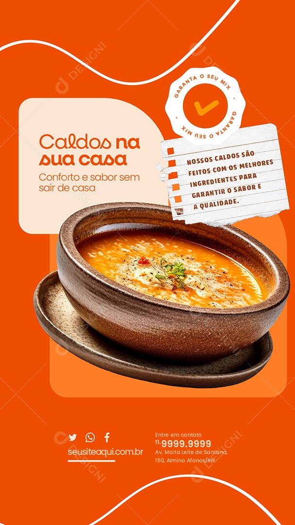 Story Caldos na sua Casa Social Media PSD Editável
