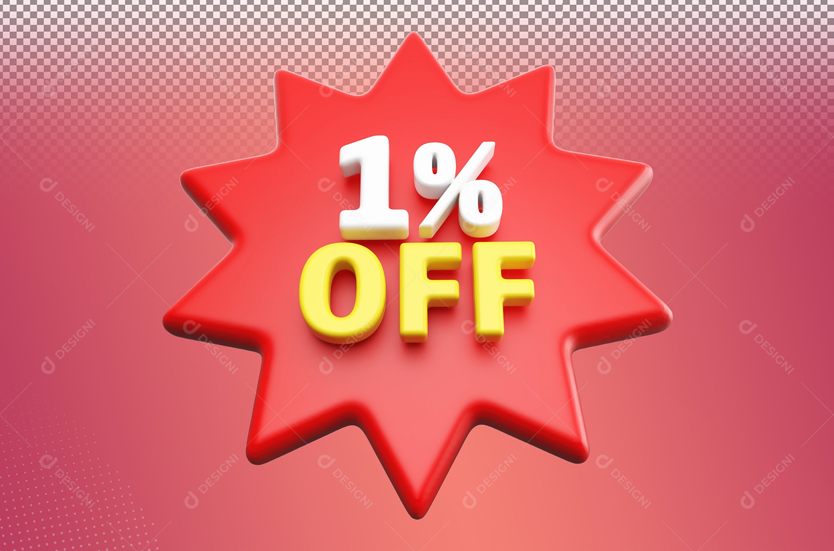 Desconto 1% Colorido Elemento 3D Para Coposição PSD