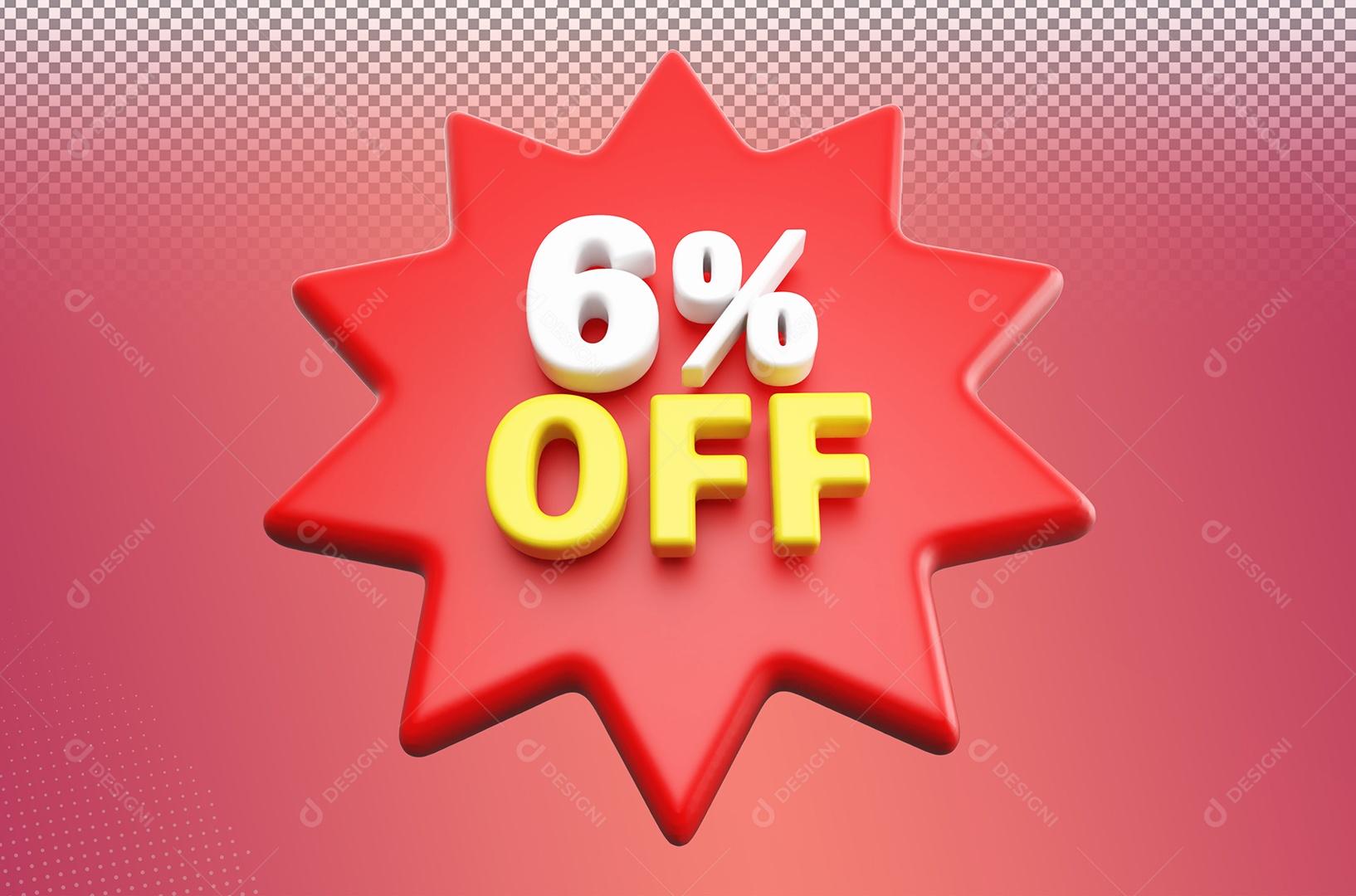 Desconto 6% Colorido Elemento 3D Para Coposição PSD