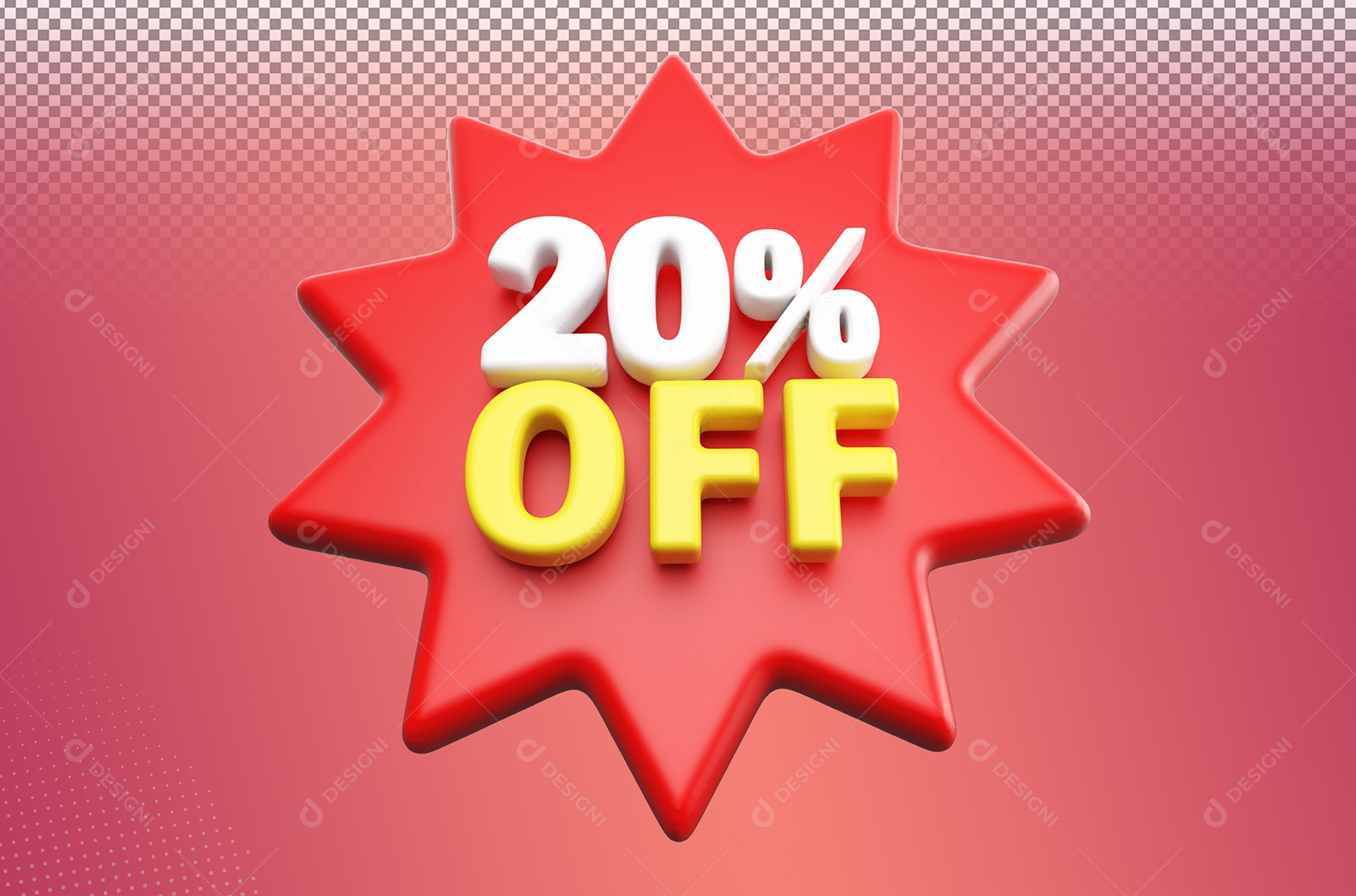 Desconto 20% Colorido Elemento 3D Para Coposição PSD