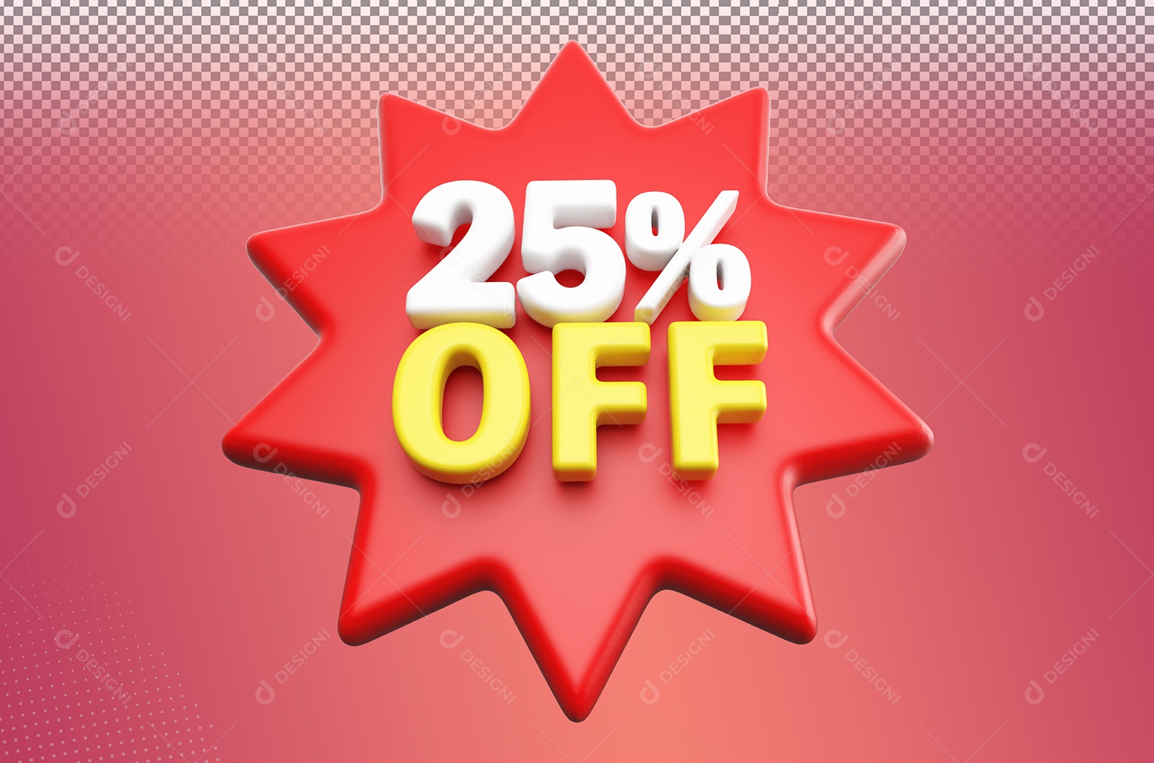 Desconto 25% Colorido Elemento 3D Para Coposição PSD