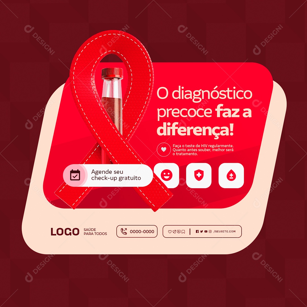 Aids O Diagnóstico Precoce Faz a Diferença Social Media PSD Editável