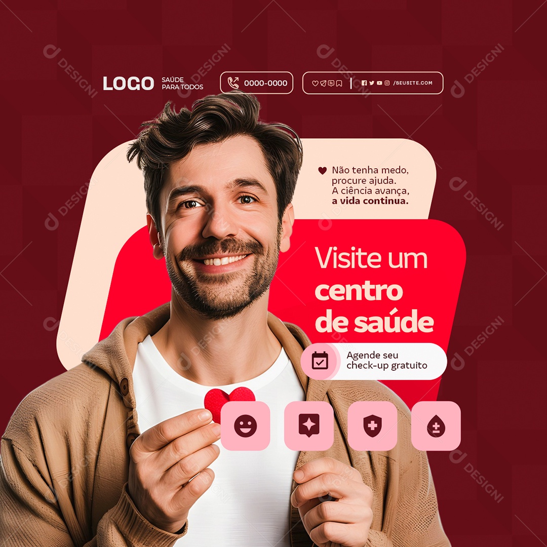 Aids Visite um Centro de Saúde Social Media PSD Editável