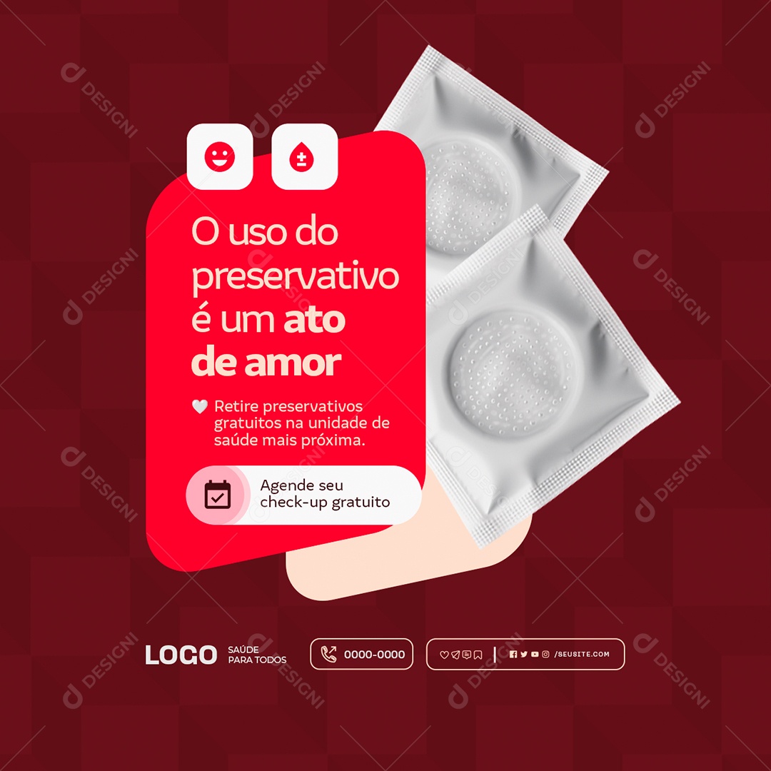 Aids O Uso do Preservativo é Um Ato de Amor Social Media PSD Editável