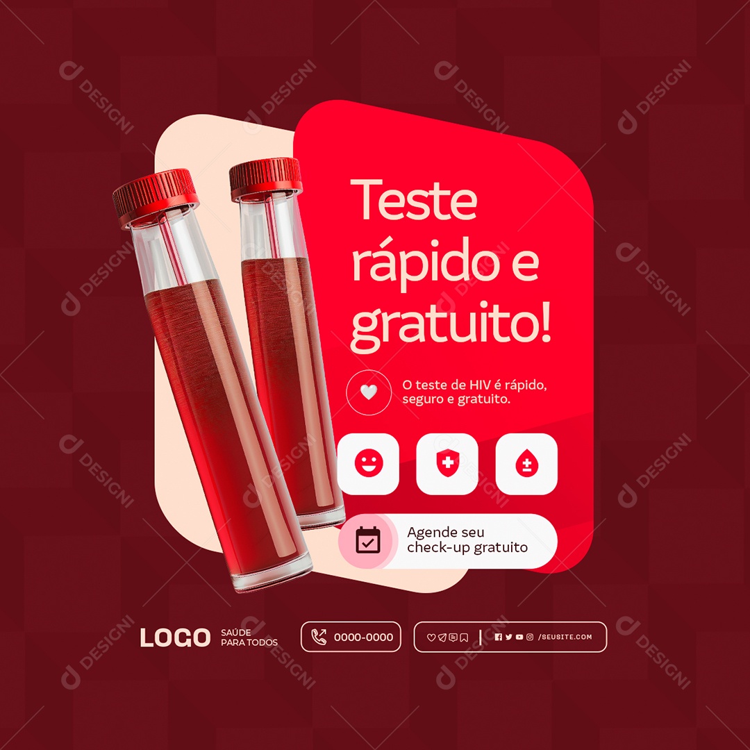 Aids Teste Rápido e Gratuito Social Media PSD Editável