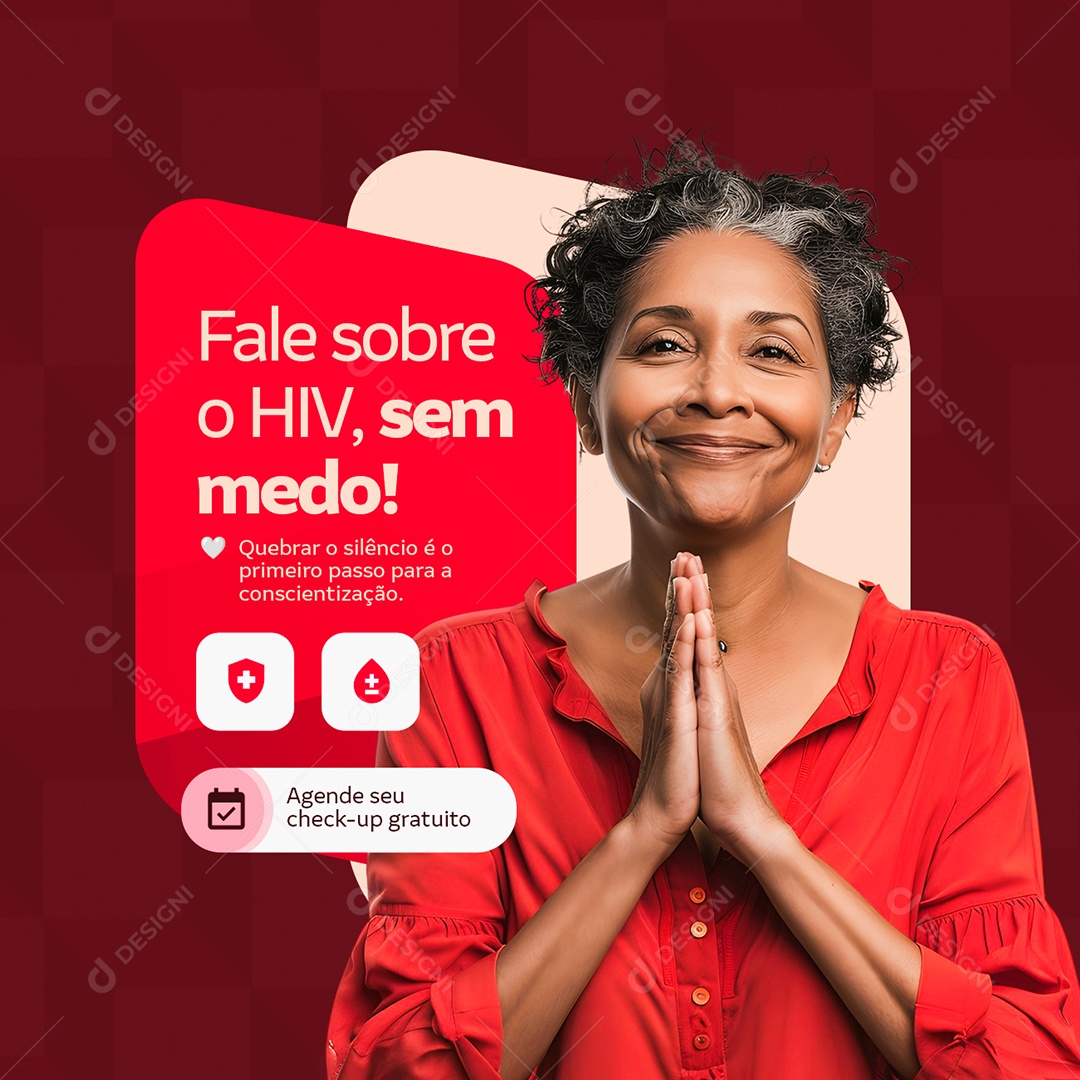 Aids Fale Sobreo o HIV Sem Medo Social Media PSD Editável