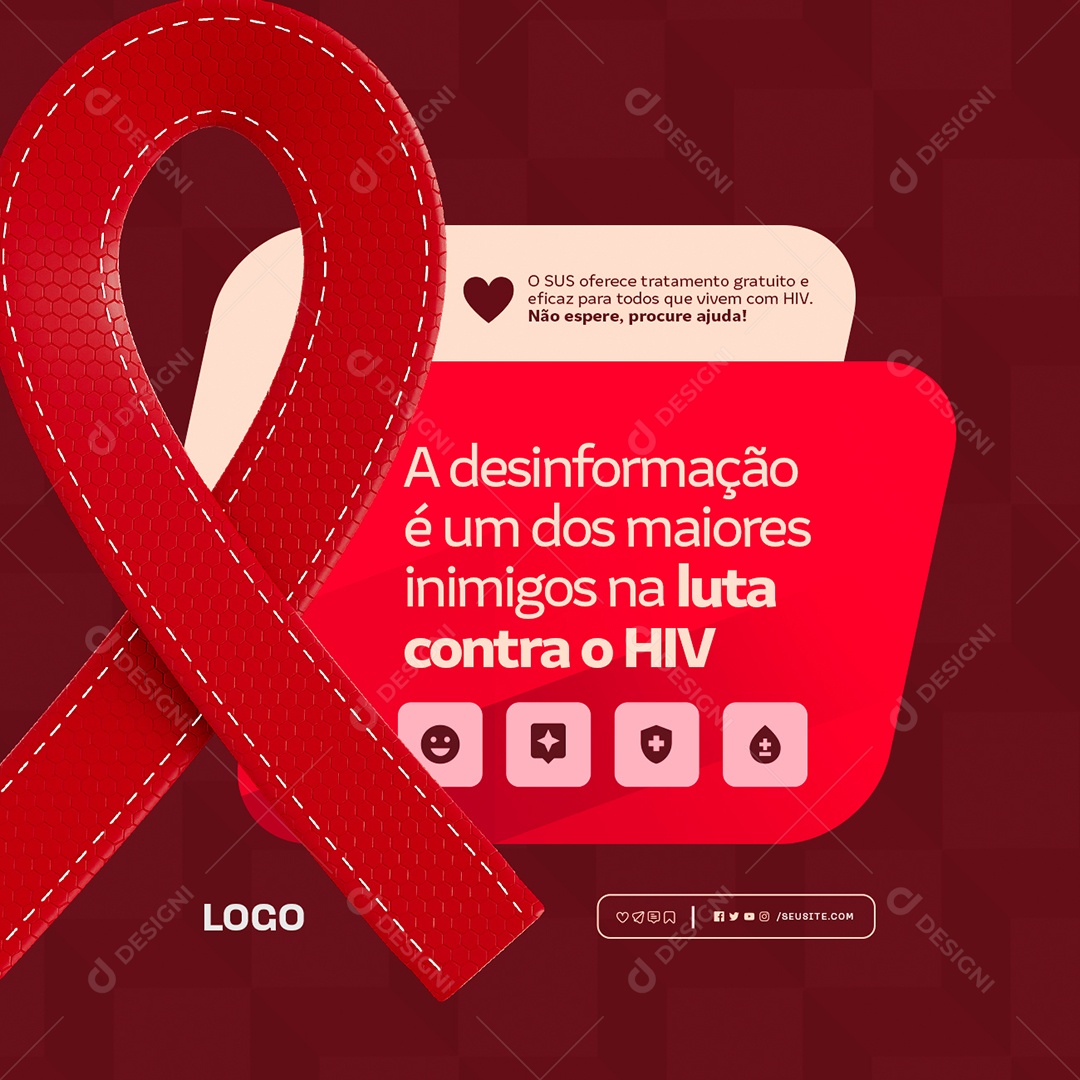Aids Luta Contra o HIV Social Media PSD Editável