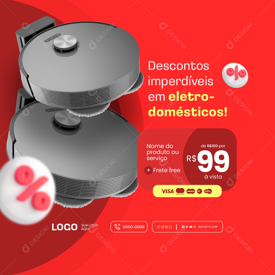 Promoção Descontos Imperdíveis em Eletrodomésticos Social Media PSD Editável