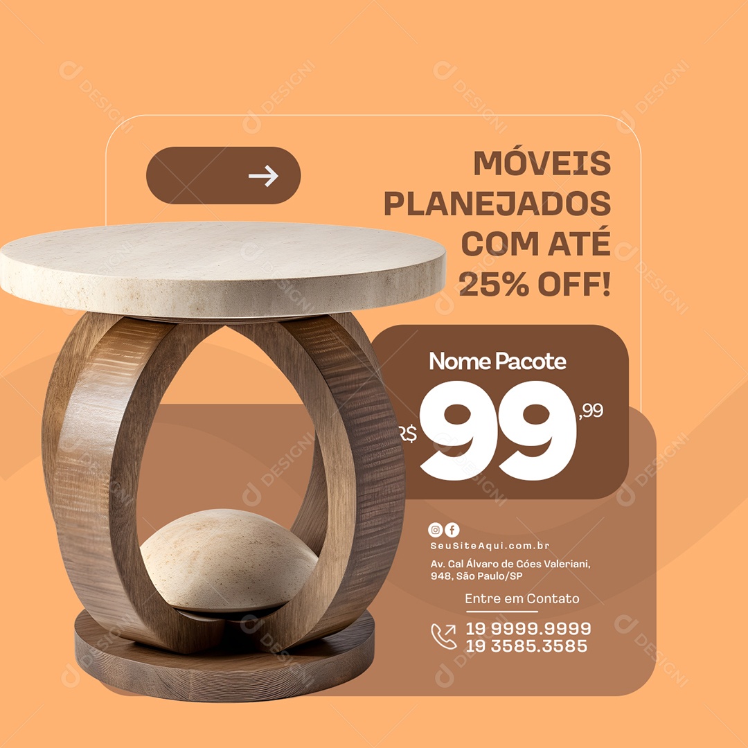 Promoção Móveis Planejados Com Até 25% Off Social Media PSD Editável