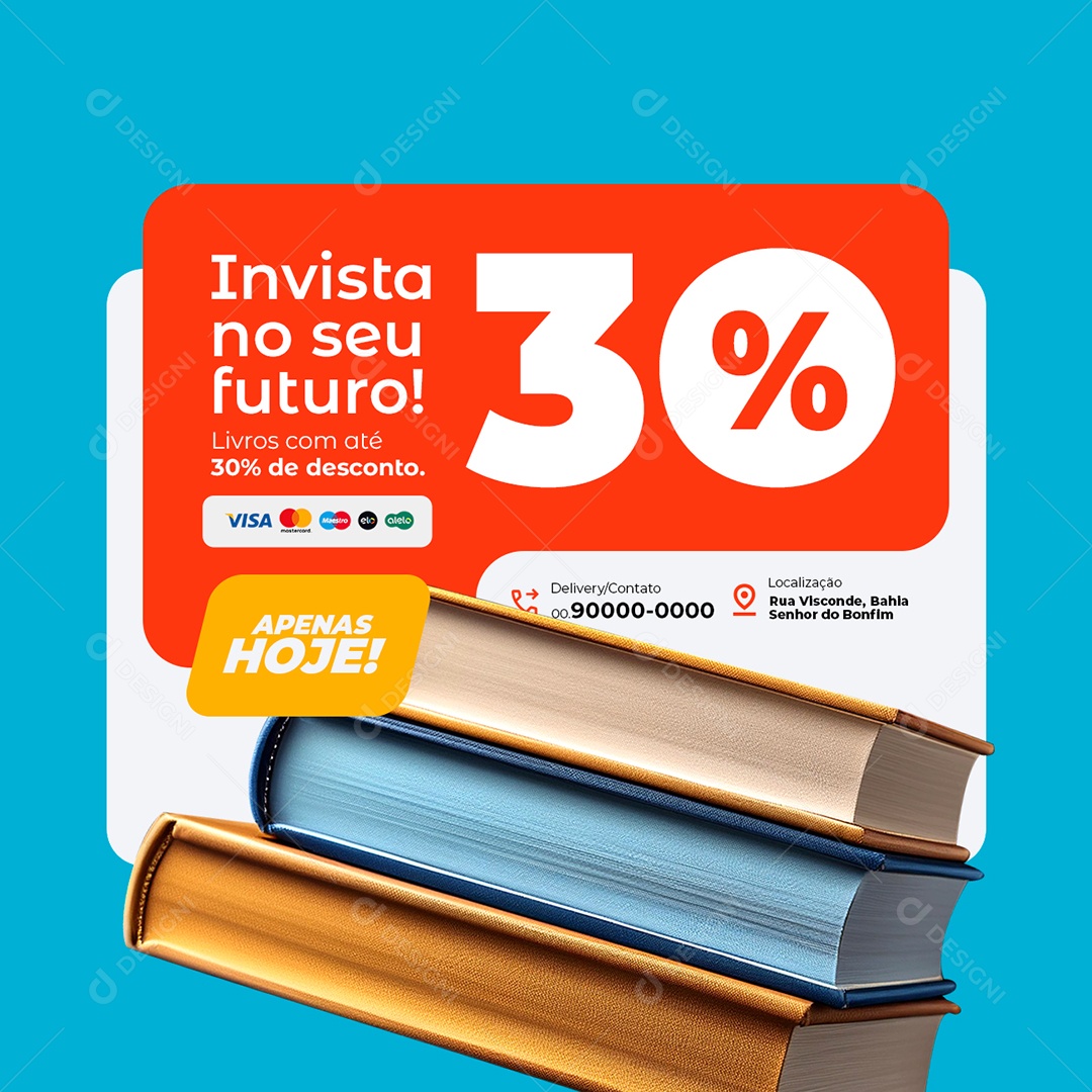 Promoção Livraria Invista no Seu Futuro Social Media PSD Editável
